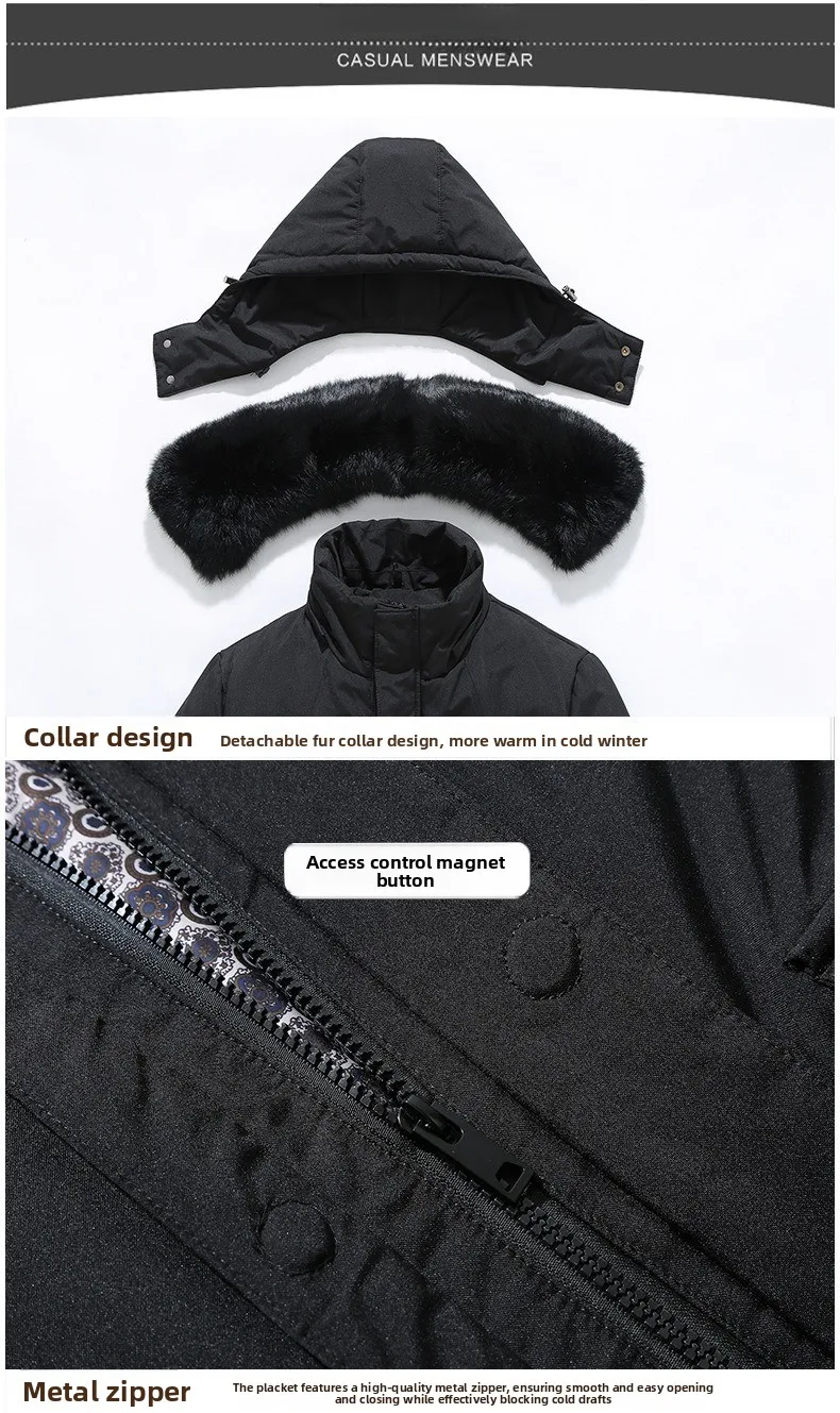 Canada Fashion Winter Jacket for Men Down Coat Parkas Men's White Goose Down Jacket Puffer Padding Detachable Fur Collar HYX0018