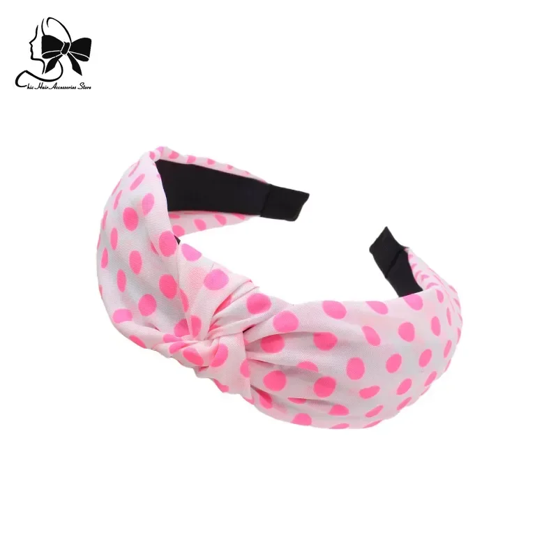 2023 Women Neon Color Polka Hair Hoop Hair Bands Girls Dot Headband Wide Hairband Knot Headwear Accessories