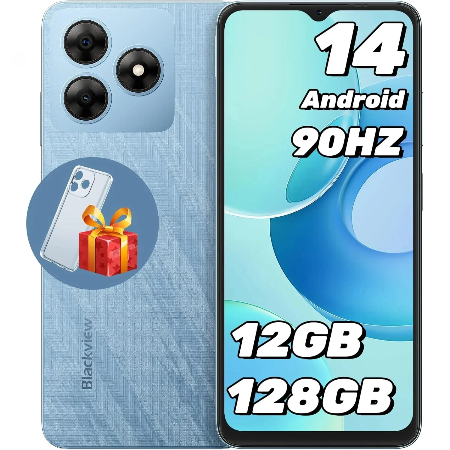 Smartphone Blackview WAVE 8 [chargeur UE non inclus] 12 Go de RAM (4 + 8 Go) 128 Go de ROM 5000 mAh 13 MP Android 14 Téléphone portable