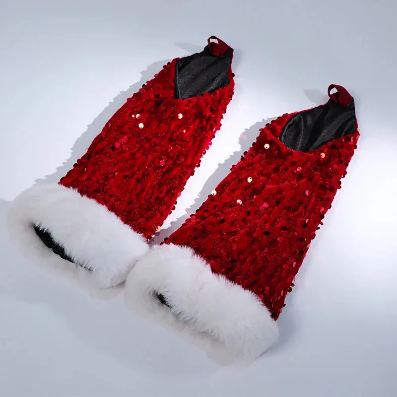 ROLECOS عيد الميلاد تأثيري حلي المرأة الأحمر أفخم تأثيري حلي مهرجان حفلة ملابس ضئيلة فستان قصير الحمالات الحمراء