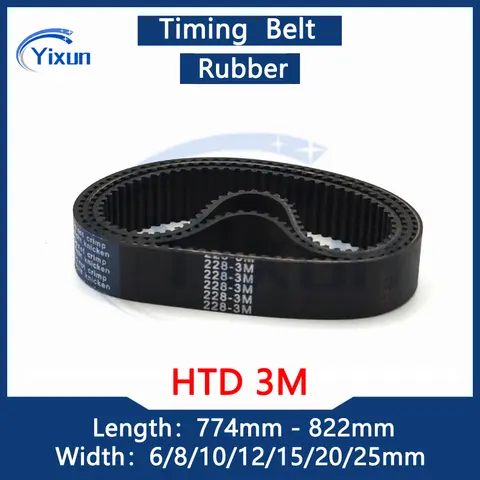HTD 3M Close Loop Timing Belt Length 774 780 786 789 792 795 801 804 810 813 816 822mm Width 6/8/10/12/15/20/25mm 3M Drive Belt