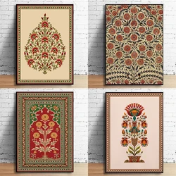 Indian Folk Art Persian Floral Print Vintage Tree of Life Lotus Flower Canvas Prints Painting Wall Art Poster Home Decor Cuadros