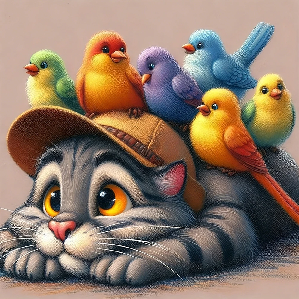 EverShine DIY 5D Diamant Malerei Katze Vogel Stickerei Cartoon Tier Voll Platz Runde Bohrer Mosaik Kätzchen Hause Freizeit Geschenk