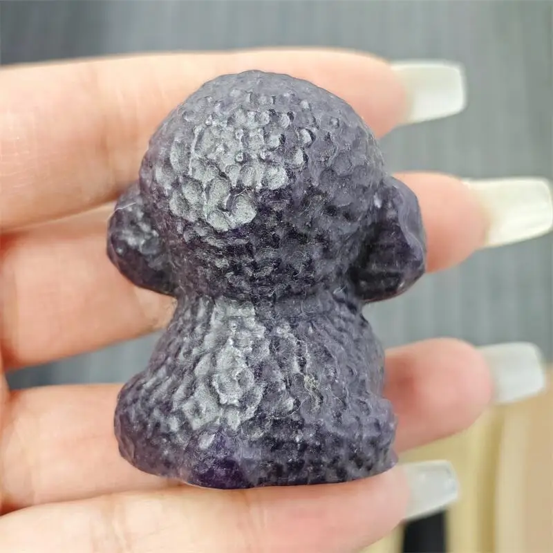 Natural Black Obsidian Cartoon Teddy Dog Carving Energy Gem Reiki Healing Home Decoration Gift Collection 1pcs