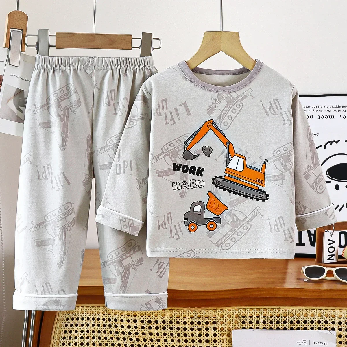 New Boys Girls Autumn Warm Pure Cotton Pajamas Homewear Kids Cute Cartoon Panda Long Sleeve Pyjamas Baby Sleepwear Clothing Sets