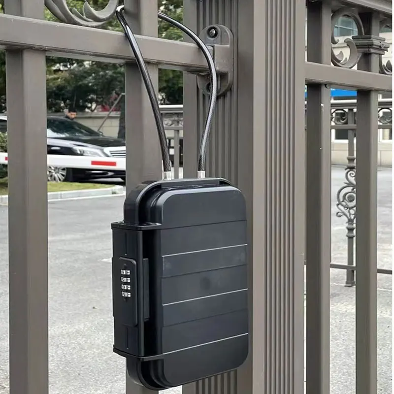 Safe Lock Box Portable Safe Case 4-Digit Combination Lock With Rope Outdoor Camp Hiking Sports Gym Security Storage Key Box