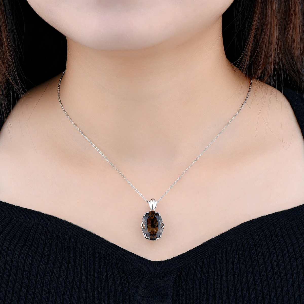 Natural Smoky Quarts Sterling Silver Pendants 11 Carats Genuine Brown Crystal Women Classic Fine Jewelry S925 Top Quality - Image 6