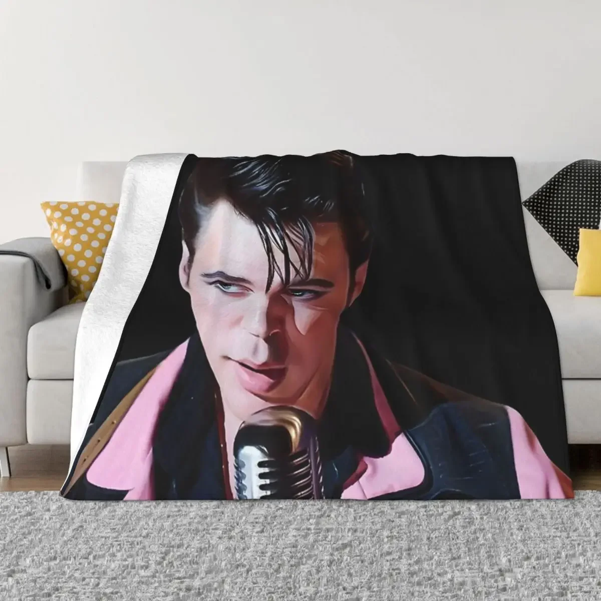 Austin Butler Elvis Movie Sticker Blanket Flannel Blankets Winter Warm Throw Blankets for Sofa Bed Travel Bedroom Blankets