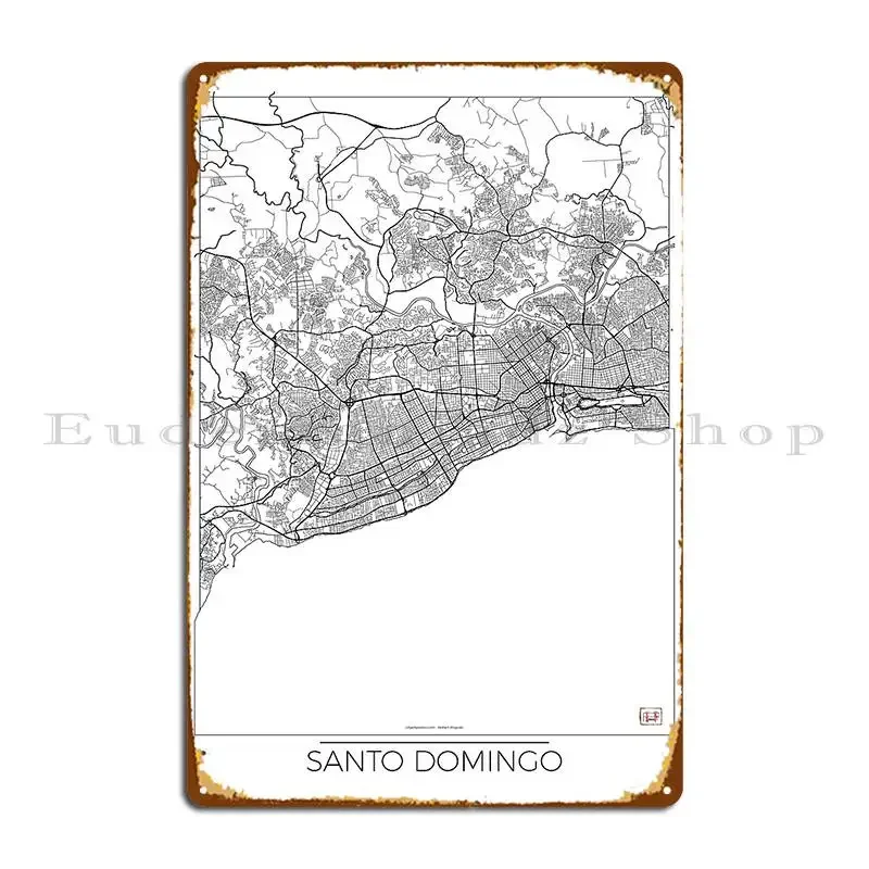 Santo Domingo Map Minimal Metal Plaque Poster Customized Wall Mural Create Retro Home Tin Sign Poster