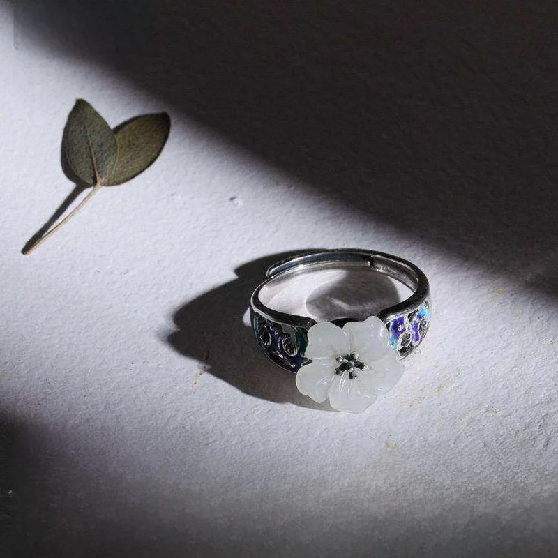 

Silver Open Ring with Small Flower Turandont for Women Southern Style Pure Silver Jewelry Vintage Court Style Ring