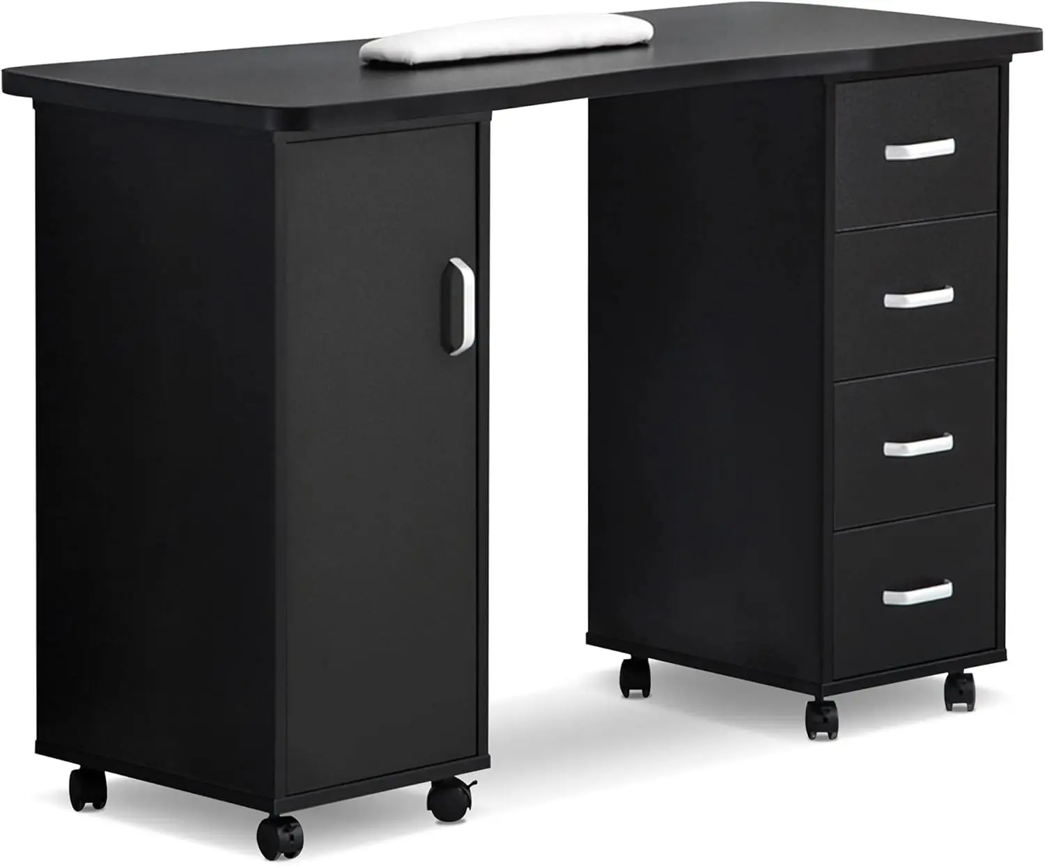 BarberPub-Table de manucure, bureau à ongles en acétone, table à ongles avec 4 portes de proximité, 2 armoires, roues verrouillables, coussretours de poignet