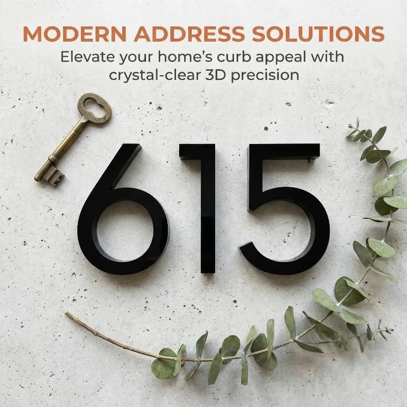 8CM Acrylic Digital Doorplate Mailbox 3D Address Board Suitable For Home, Apartment, Hotel, And Hotel Digital Signage DIY