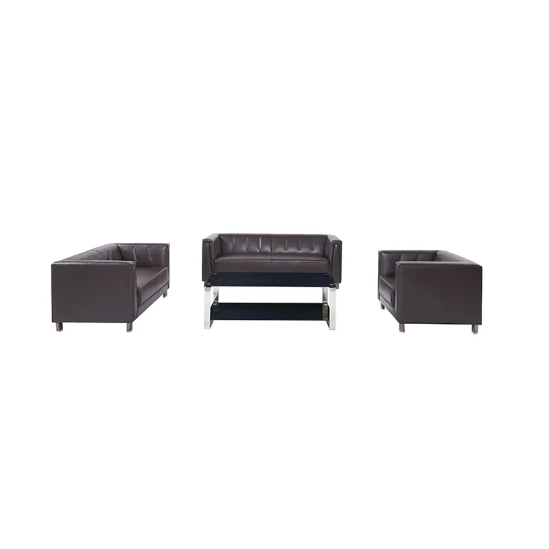 Sitting Area Hotel Office Reception Sofa Commercial Office Visitor Leather Sofa With Metal Legs