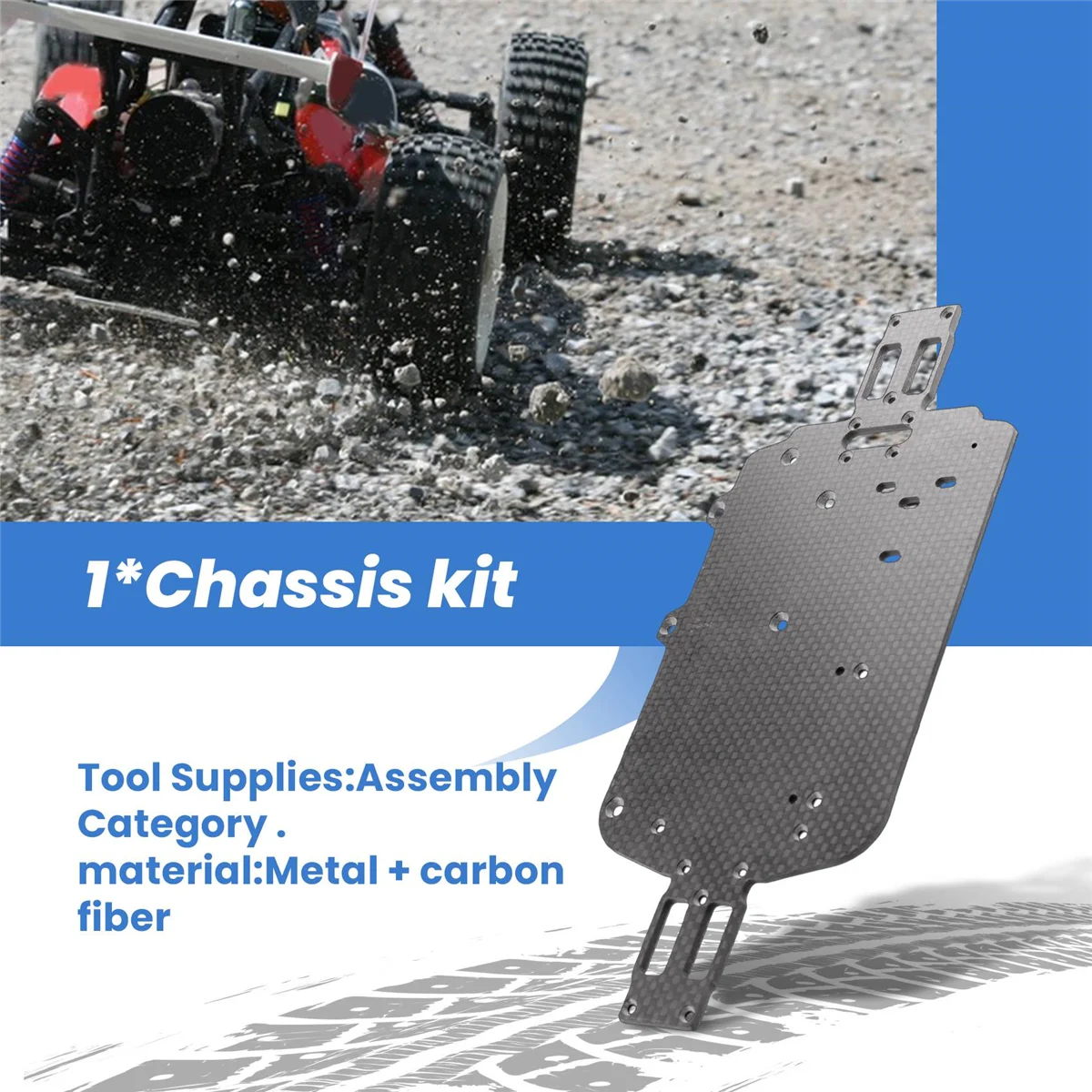 Moderne koolstofvezel chassisonderdelen voor WLtoys 1/18 RC autovervanging, blauw