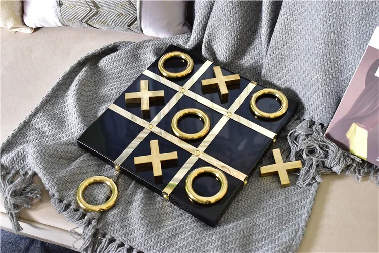 Hot Selling Home Decoration Black White Gold Chessboard Square Luxury Decorative Craft