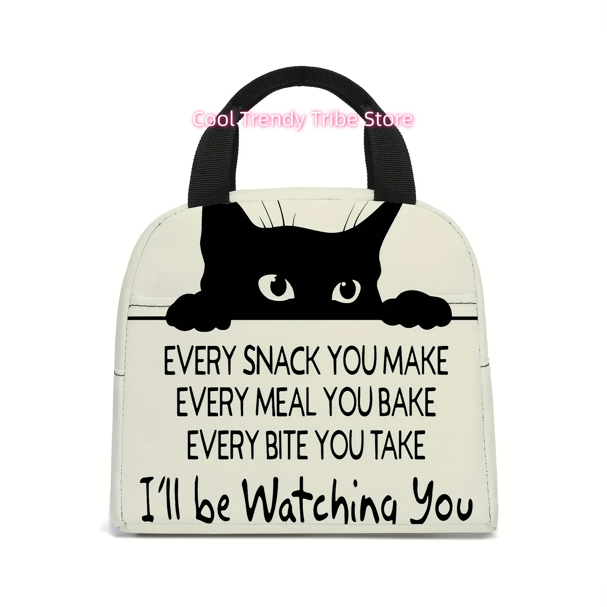 Cat Print Lunch Bag Minimalist Style Insulated Tote Bag Portable Tote Ice Pack Included Multi-Functional Lunch Unisex In