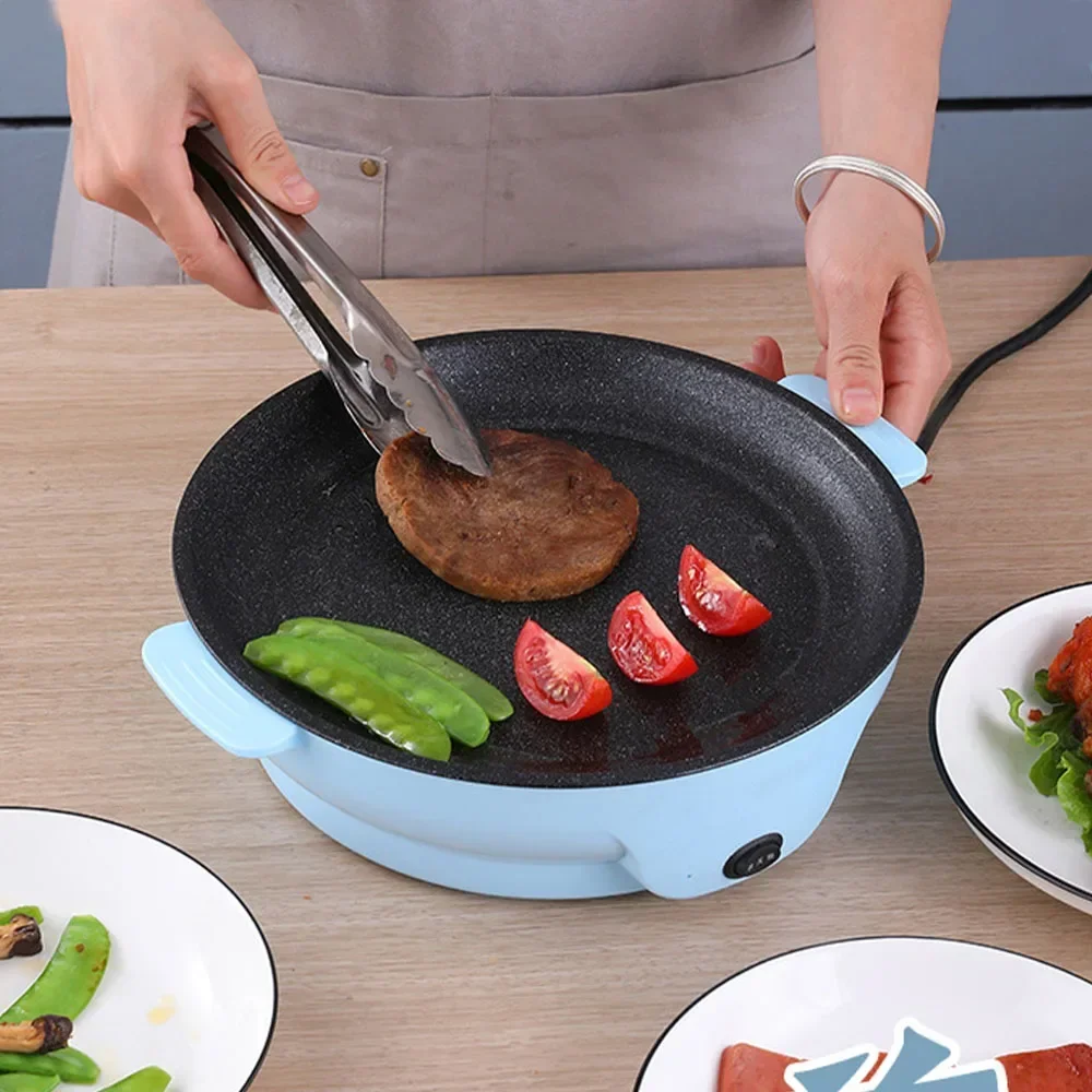 220V Multifunction Electric Frying Pan Skillet Non-Sticky Grill Fry Baking Roast Pan Cooker Steak Barbecue Cooking Kitchen Tool