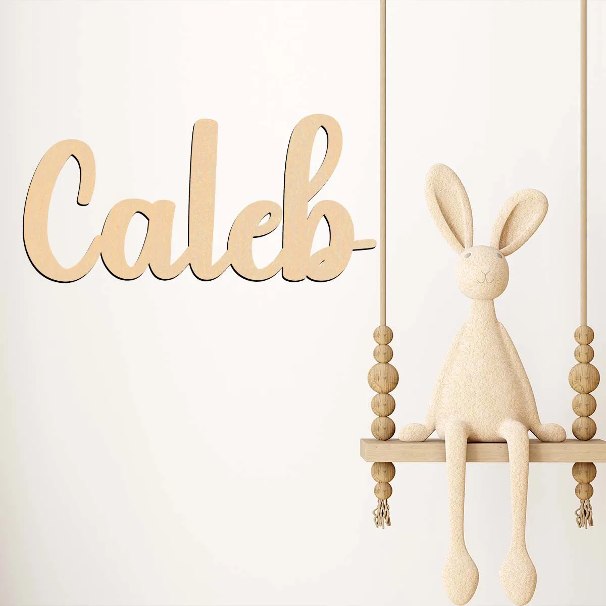 Plaque en bois avec nom personnalisé, caleb mignon, signe découpé au Laser, fabriqué à la main avec une lettrage cursive élégant, 1 pièce