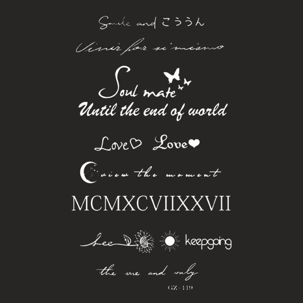 

Английская буквенная татуировка соком, долговечная полуперманентная поддельная татуировка, водонепроницаемая временная Hombre Art, поддельная татуировка для женщин