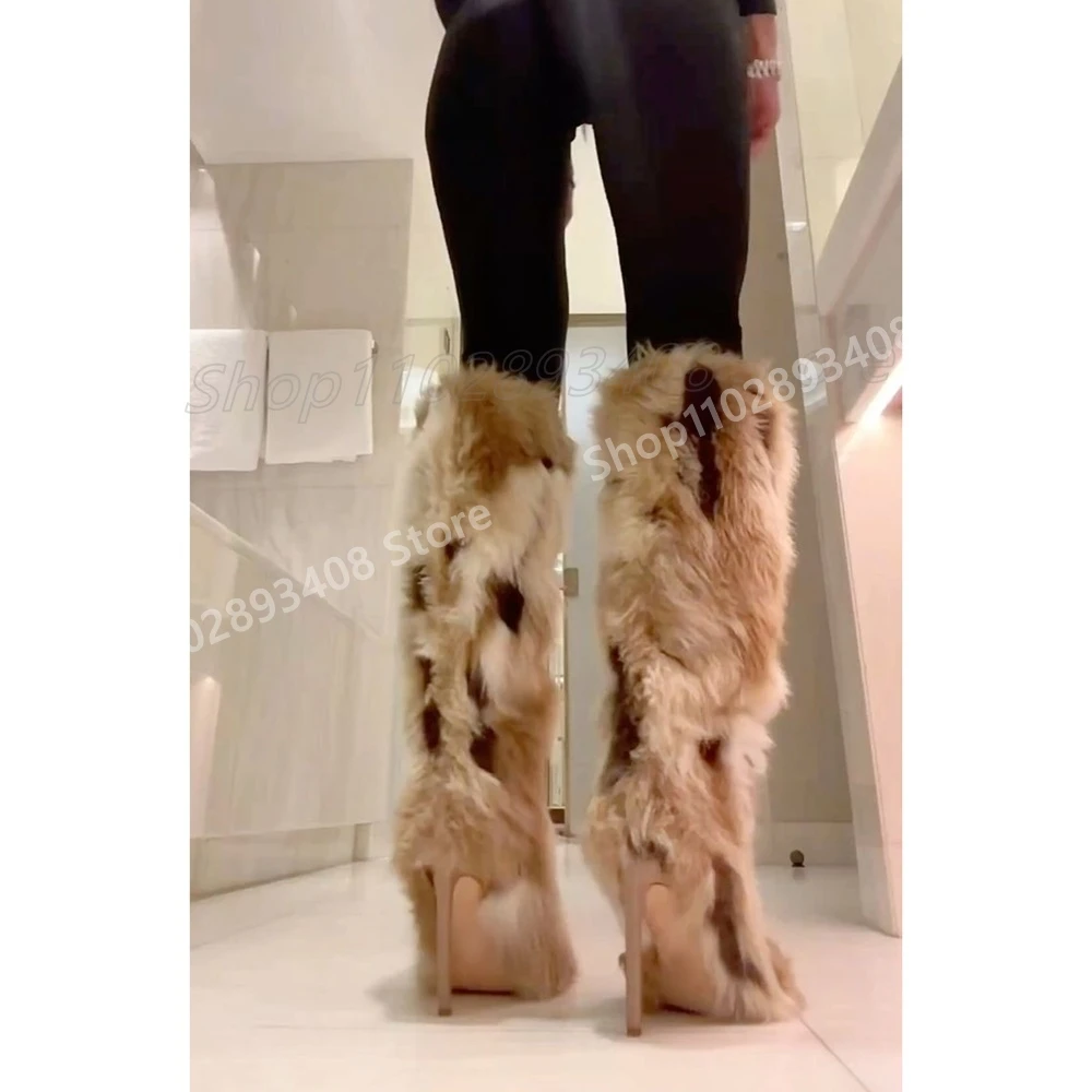 

Sexy Feather Decor Elegant Mid Calf Boots Pointy Toe Hot Girls Zipper Stiletto High Heel Fashion 2025 Women Shoes Para Mujere