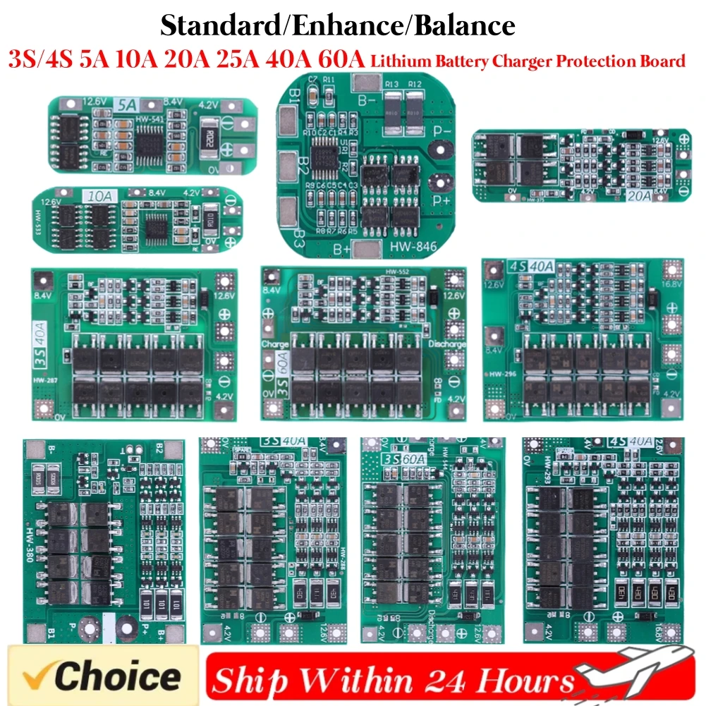 3S/4S 5A 10A 20A 25A 40A 60A ليثيوم أيون شاحن بطارية لوح حماية 18650 BMS لتعزيز/التوازن محرك الحفر