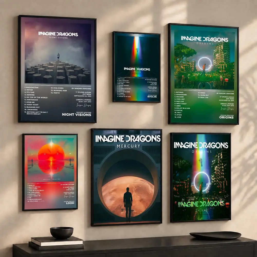 Popular Rock Band I-Imagine D-Dragons Poster Wall Art Print Sticker for Bedroom Living Room Dorm Office Modern Home Decor Gift