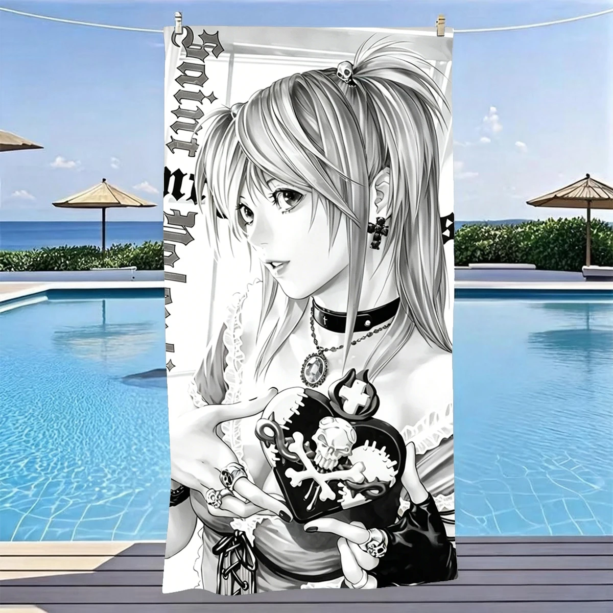 Y2K Death Note Misa Amane Beach Towel Microfiber Quick Dry Sand Free Oversized Anime Print Gym Sports Towel For Swimming Pool