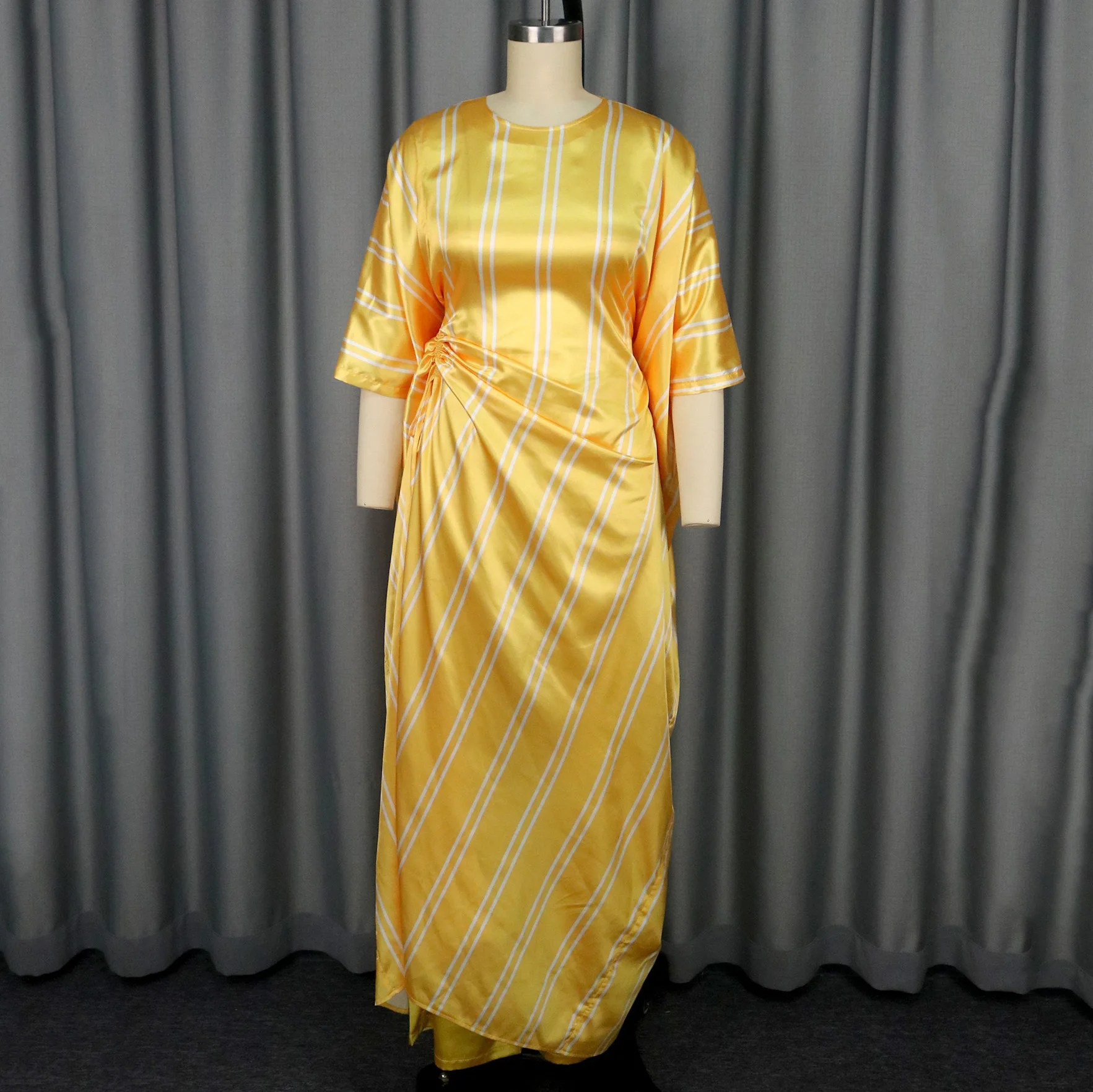2 Pieces Pants Sets for Woman 2025 New Yellow Extra Long Blouse & Trousers Fashion Elegant Ladies Birthday Party Dinner Outfits
