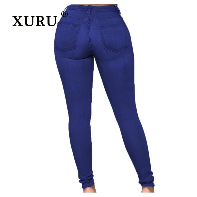 

XURU-Slim Stretch Jeans for Women, High Street, Bodybuilding Pants, Tight Long Jeans, Europe and The United States, N3-3226, New