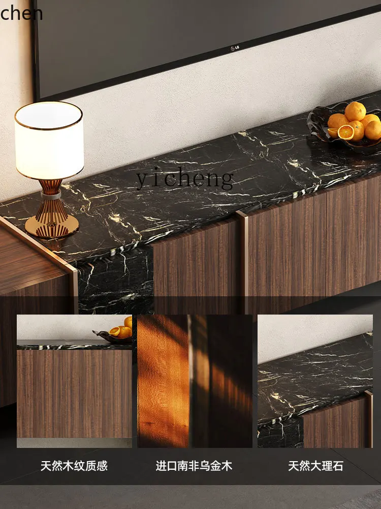 HXL light luxury marble TV cabinet coffee table combination household retro TV cabinet high storage cabinet