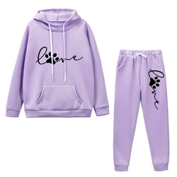 Women Hoodies Two Piece Sets High Quality Printing Hooded Sweatshirt Sweatpants Casual Jogging Suit Female Outwear and Trousers