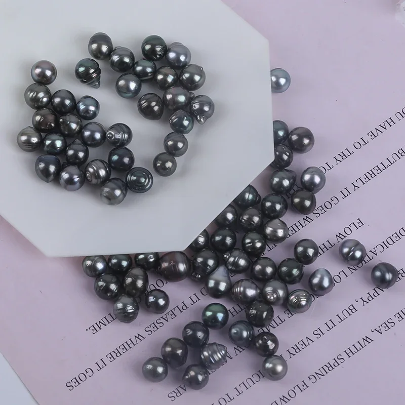 9-10mm Natural Black Briolette Shape Seawater Pearl Tahiti Pearl Beads For Jewelry Making