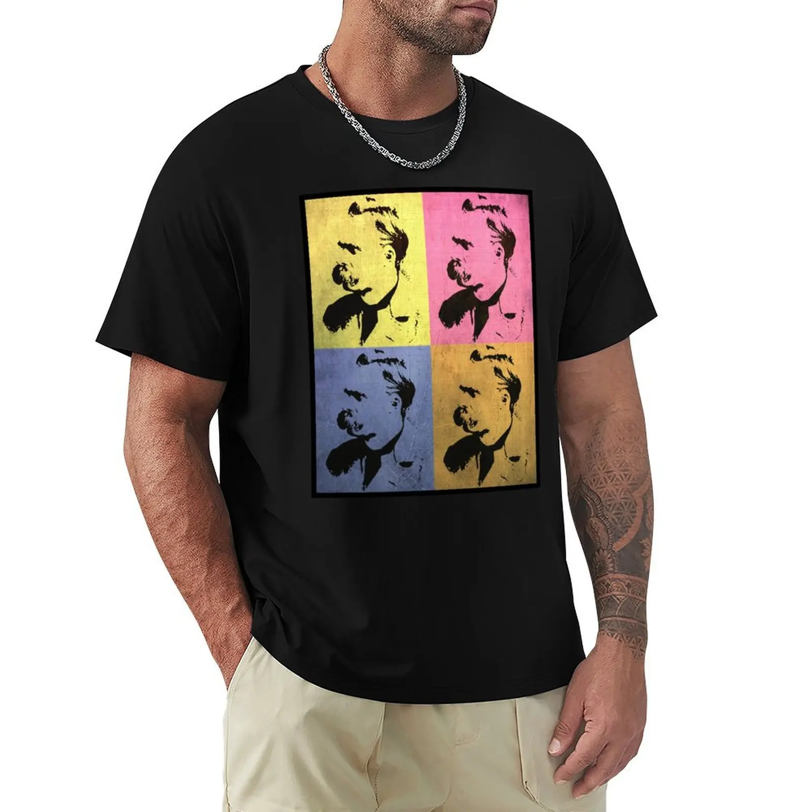 Friedrich Nietzsche Vintage pop art style design T-Shirt Casual Daily Graphic Tee