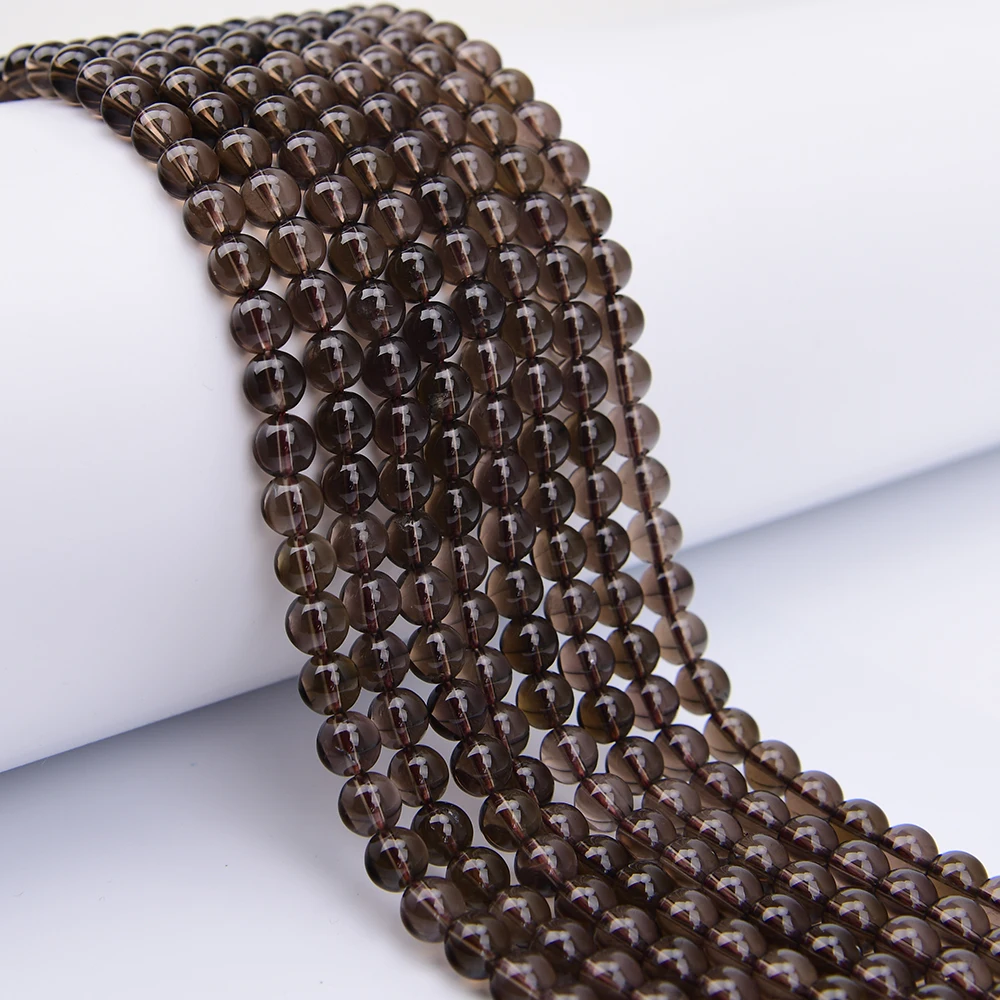 

Бусины из натурального дымчатого кварца APDGG, 8 мм, гладкие, круглые, на нитке 15,5 дюймов, для изготовления украшений своими руками