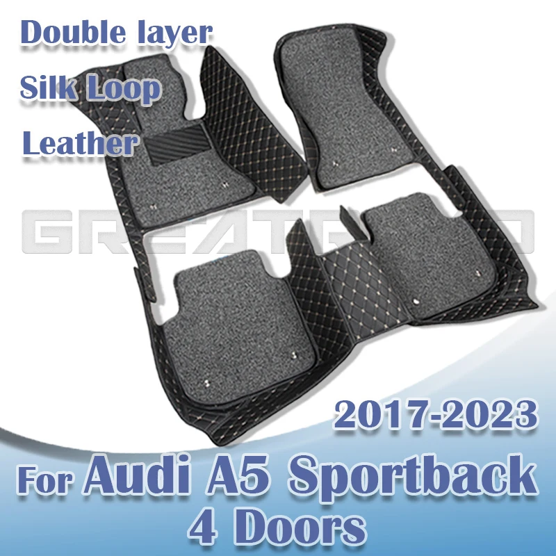 Car Floor Mats For Audi A5 Sedan（Four Doors）2017-2023 18 19 20 21 22  Double Layer Auto Custom Carpet Interior Accessories Parts