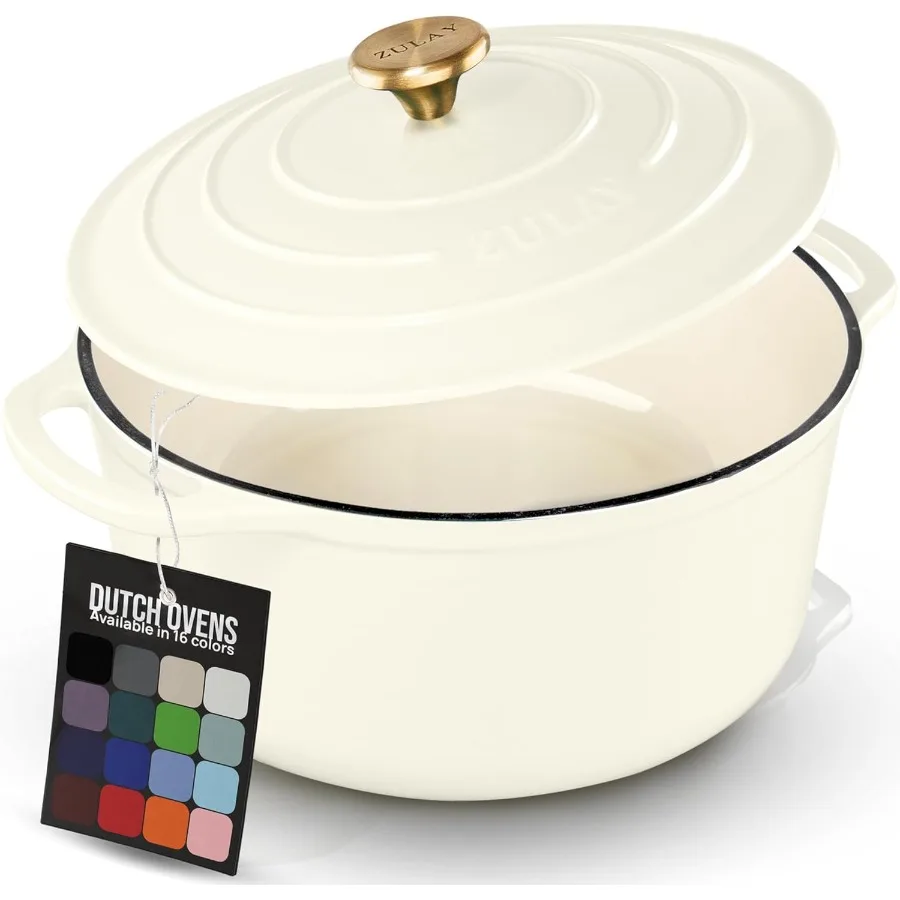 

6 Quart Enameled Cast Iron Dutch Oven Pot with Lid Premium Durability Oven Safe up to 500F Heavy Duty Cookware Perfect for Brea