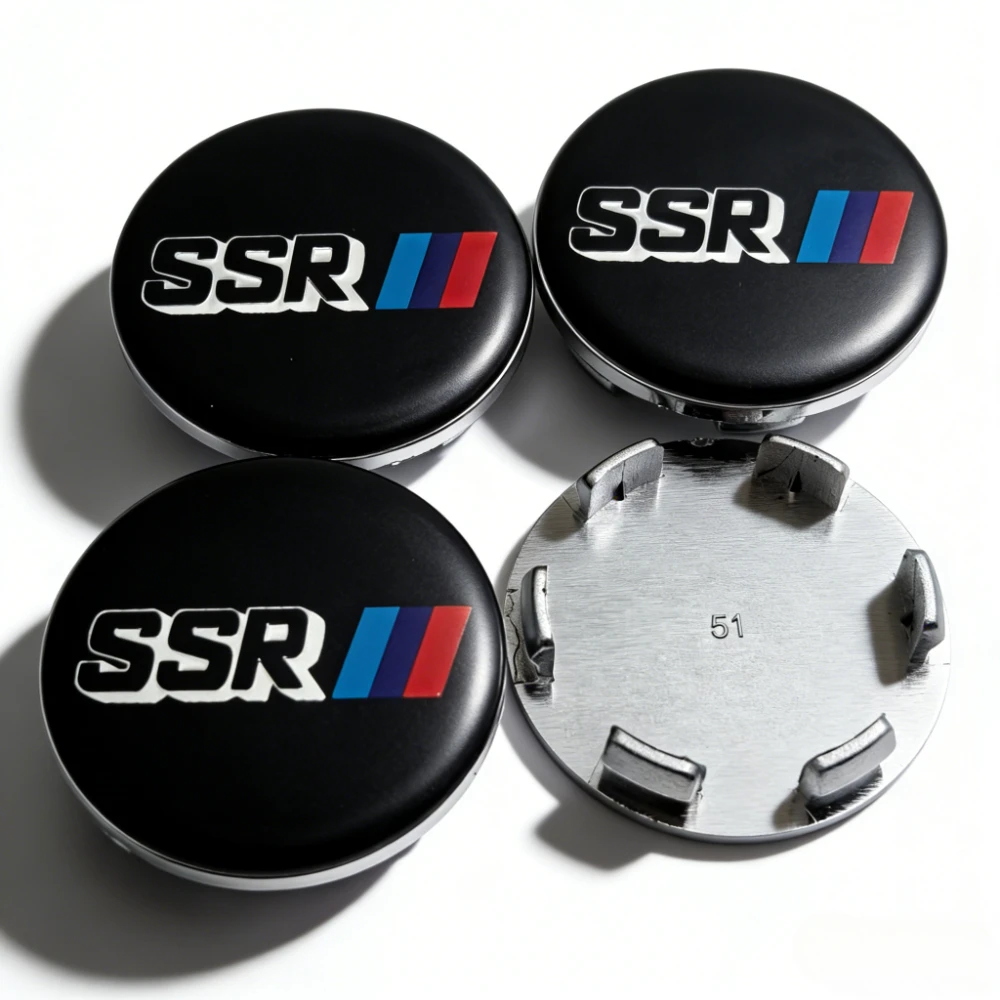 4x 51mm SSR Schwarz Nabendeckel Radkappen Nabenkappen