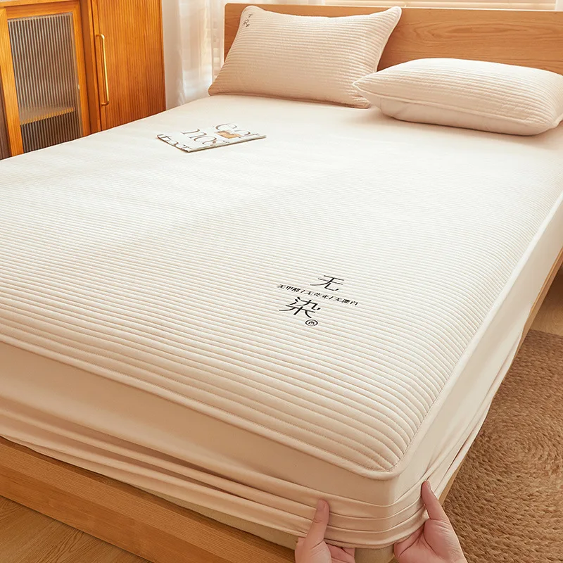 

Bed Coverlet Single Piece Thickened Anti-slip Bed Cover Dust-proof Mattress Cover All-inclusive Bed Cover Set home