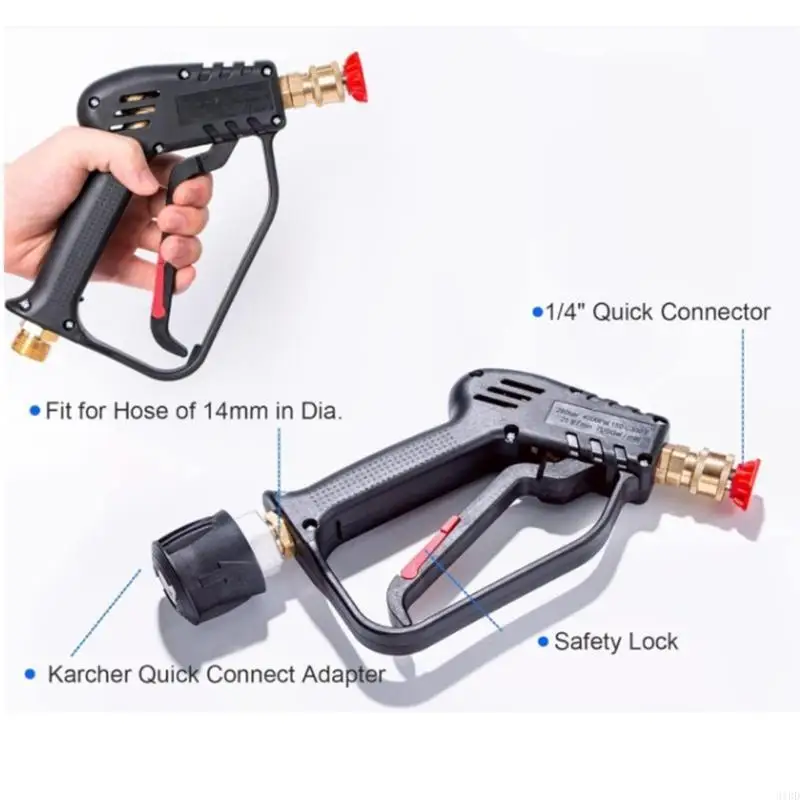 

Ergonomic Short Pressure Washer Guns Heavy Duty Cleaning Tool 3/8 Quick Connection Foam Sprayer Ready