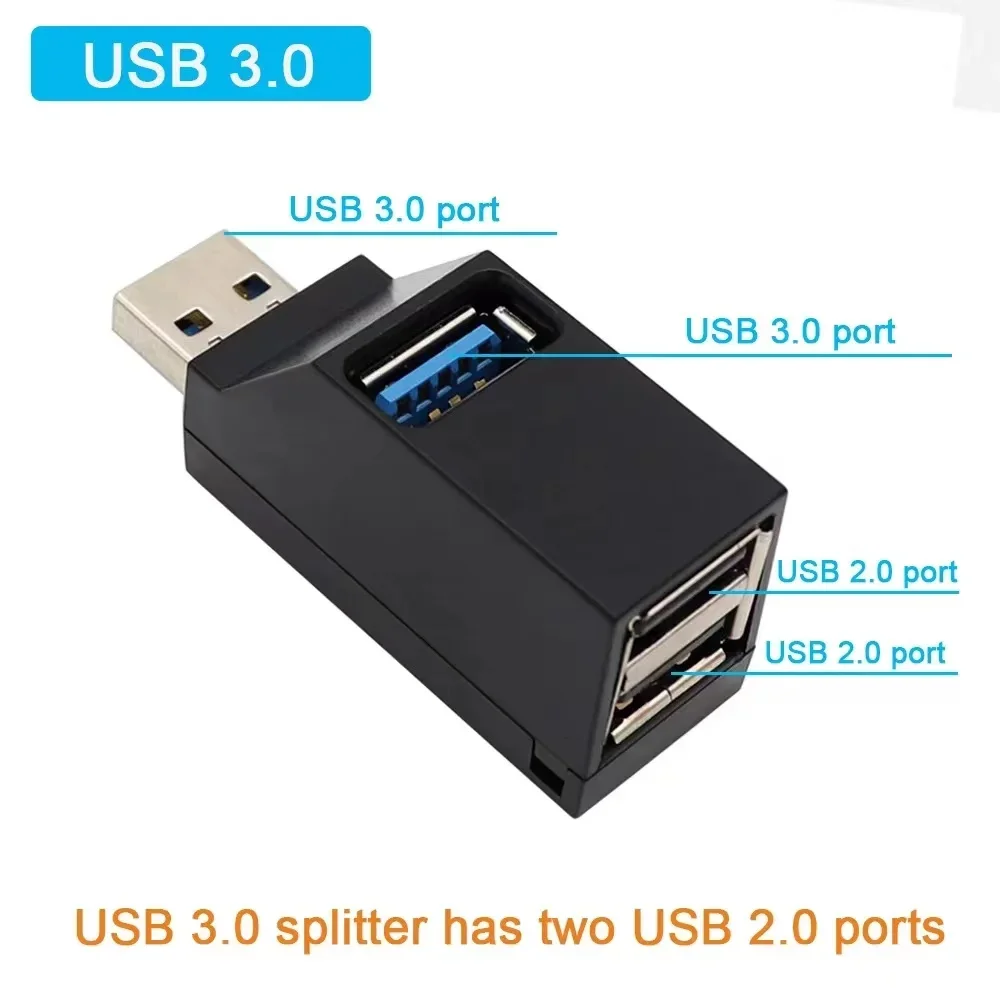 

Usb 3.0 Extender Car Splitter Multi Port Usb 2.0 Laptop Office Multi Function Reading Usb Disk Charging Adapter One To Three