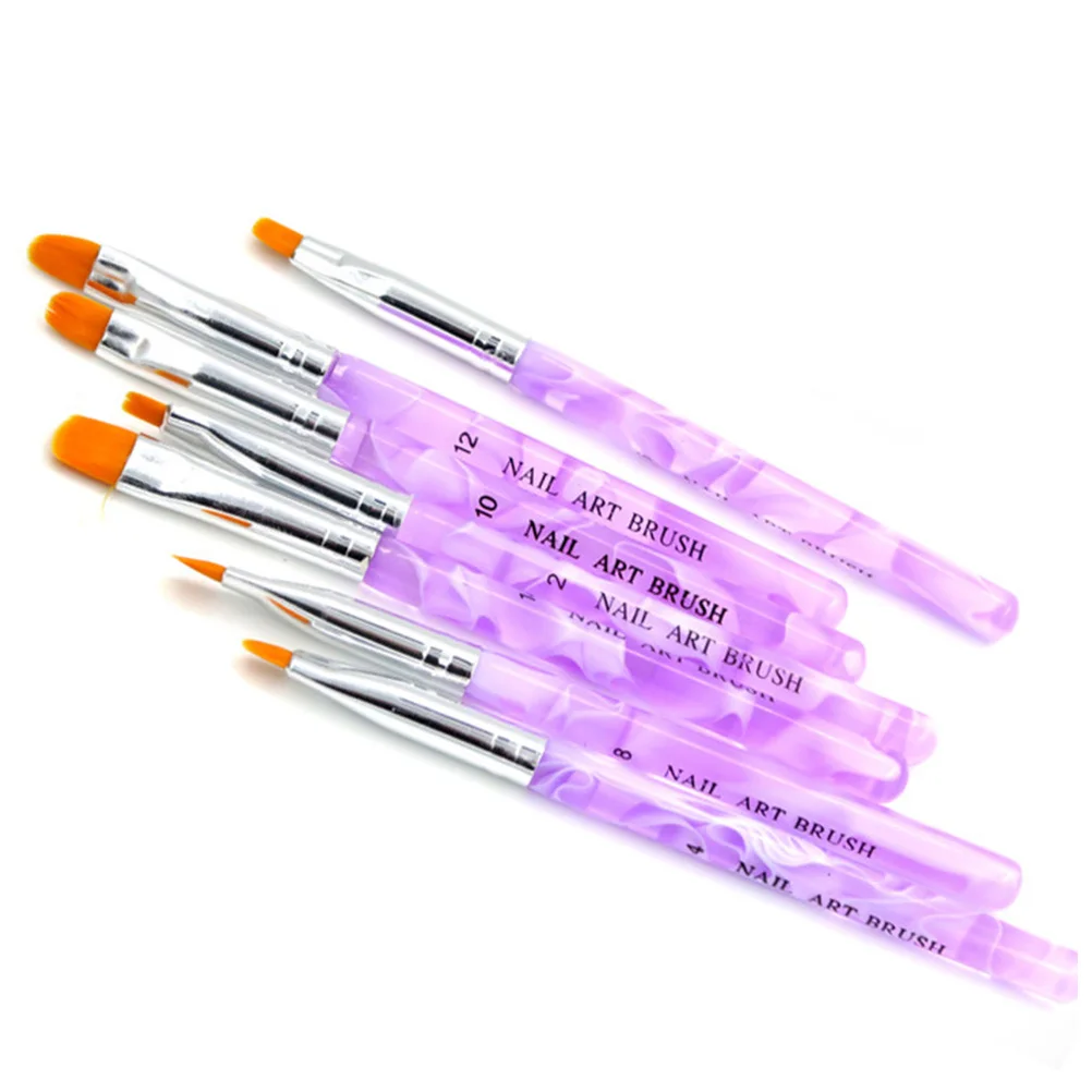 

7pcs Nail Art Brushes Set For Uv Gel French Nails 3D Painting Drawing Plaid Flowers Detail Work Easy Clean Manicure Tools