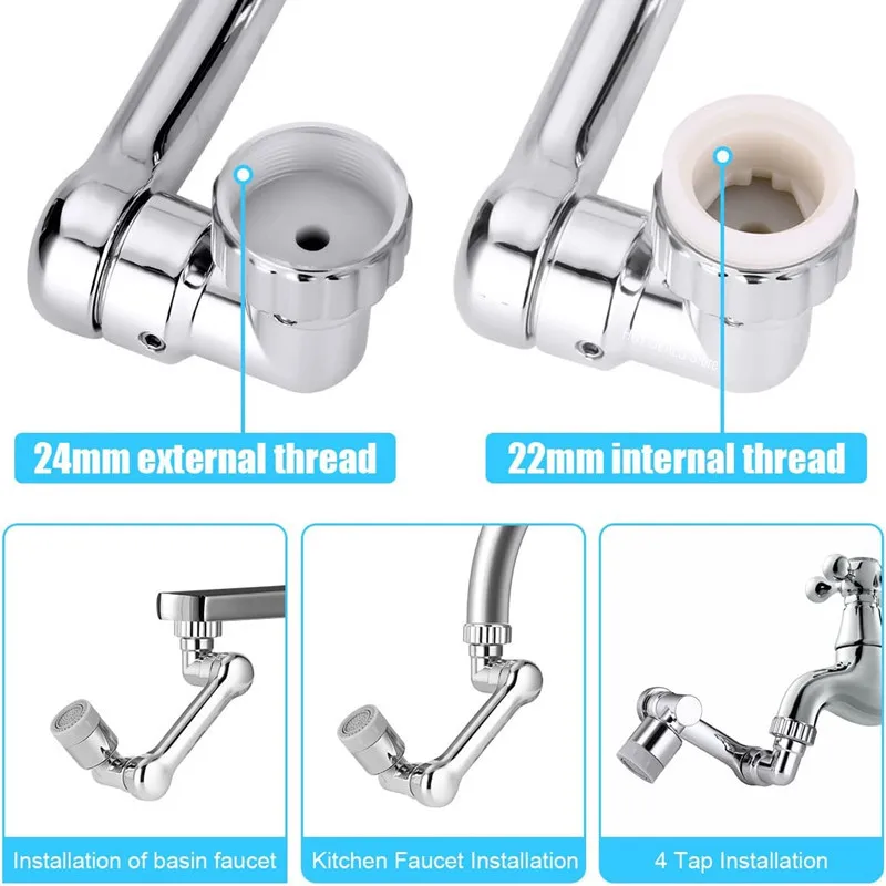 1080° Rotation Faucet Sprayer Head Universal Robot Arm Bubbler Extension Faucet Aerator Nozzle for Washbasin Kitchen Anti-splash
