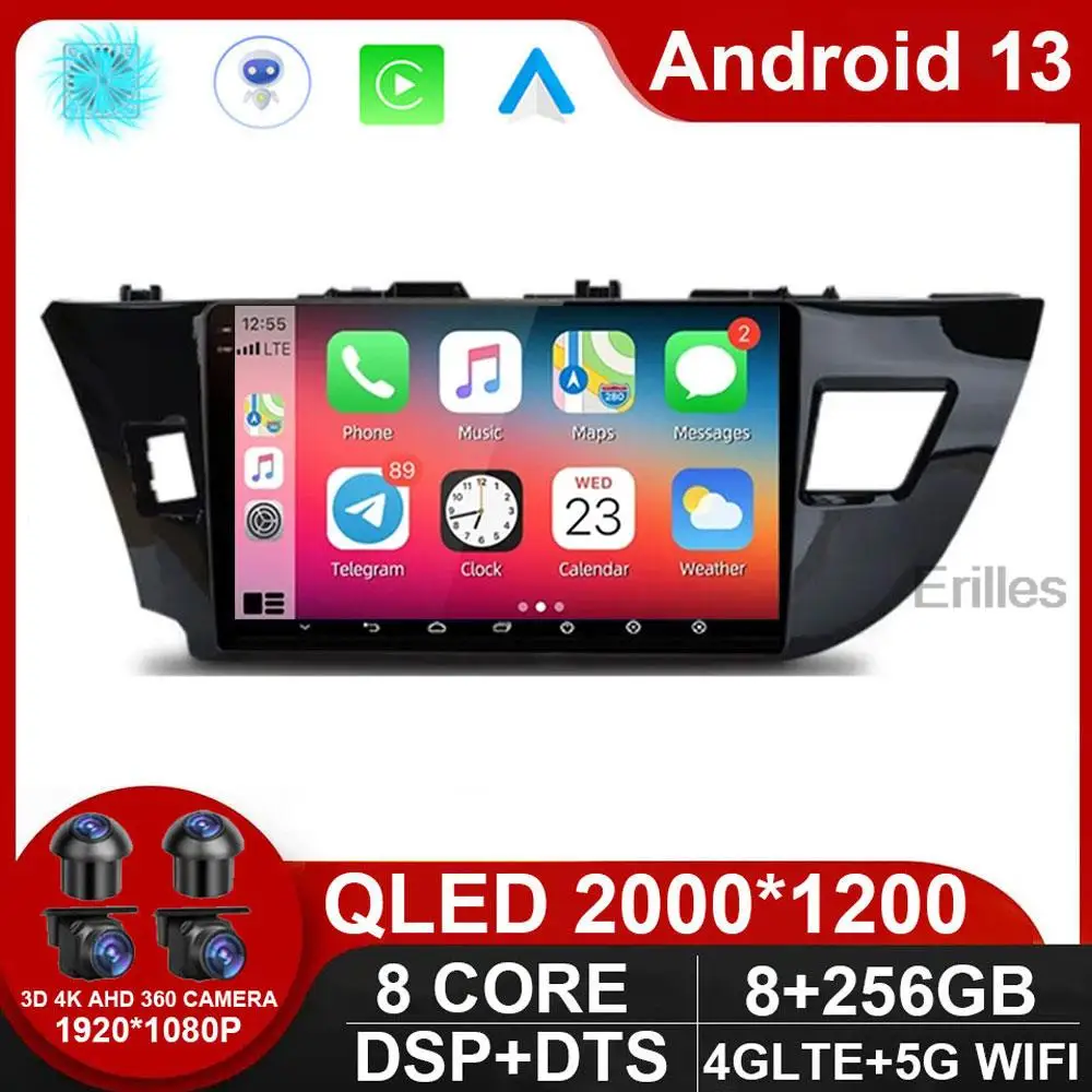 

Car radio For Toyota Corolla 11 2012 - 2016 E170 E180 Carplay Android 13 auto Qualcomm Car stereo Multimedia player 4Gwifi DSP