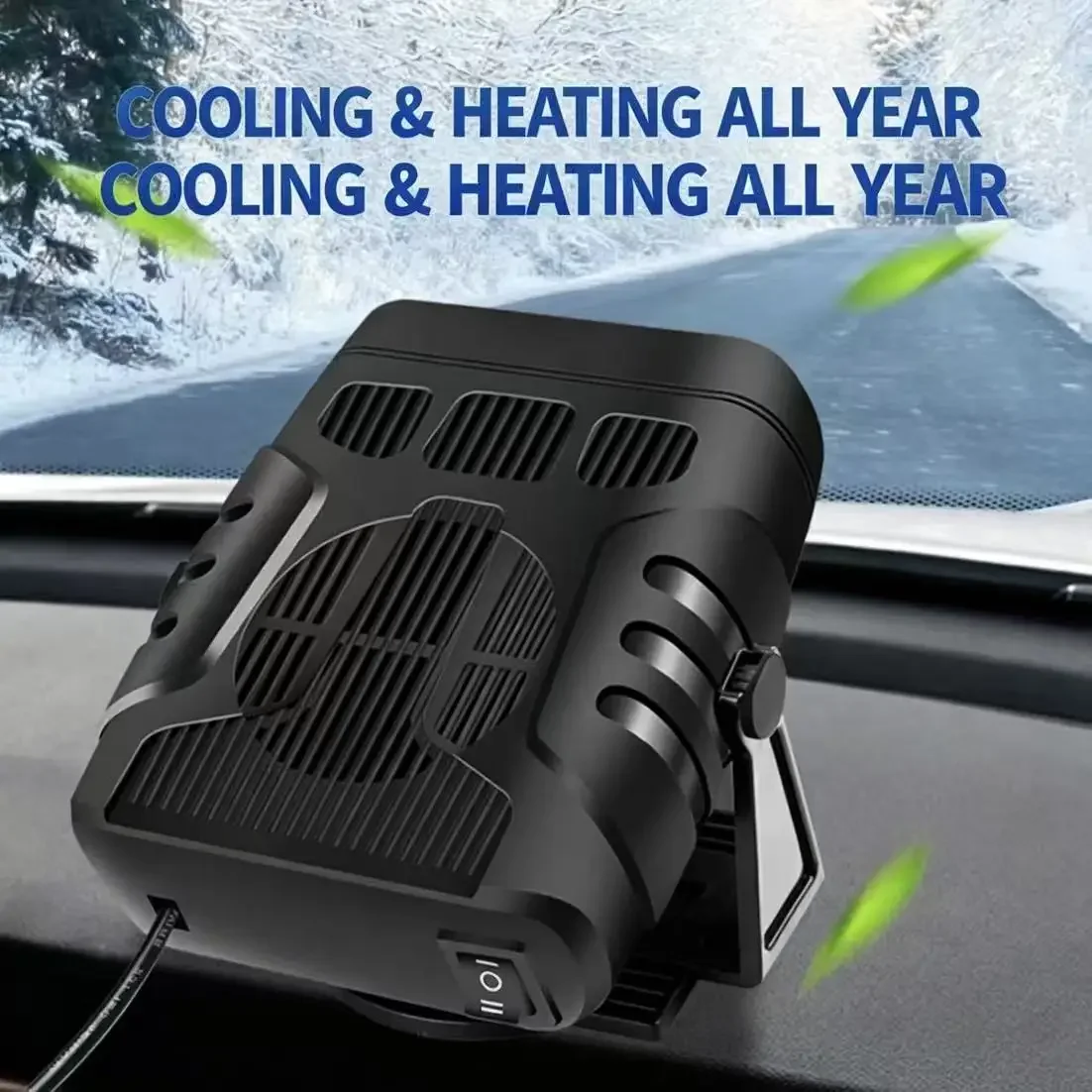 24V 200W Portable Car Heater Fast Heating Windshield Defroster Demister 360° Rotatable Heating Fan for Truck Van SUV