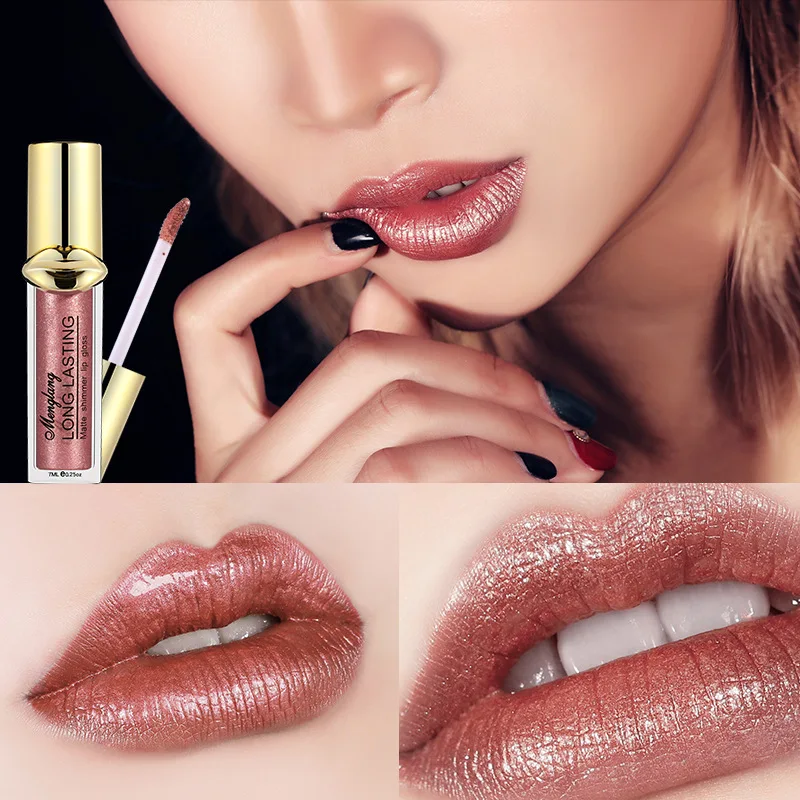 Menglang  12 Colors Metallic Liquid Lipstick Waterproof Diamond Shine Lip Gloss Creamy Paint Moisturizer Sexy Pigment Cosmetic