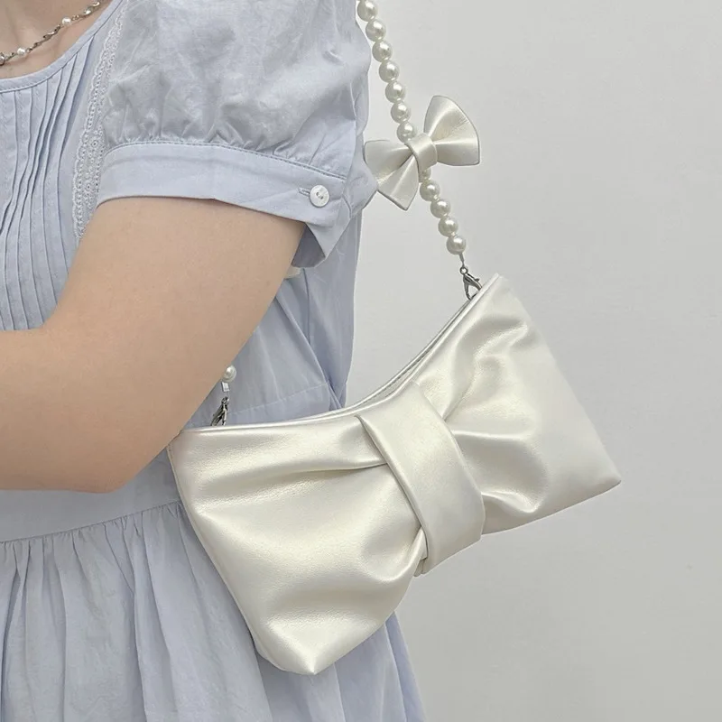 Fashion Women's Clutch Purse Handbags Summer Pink Bowknot Female Underarm Bags Sweet Girl's Small Square Shoulder Messenger Bag