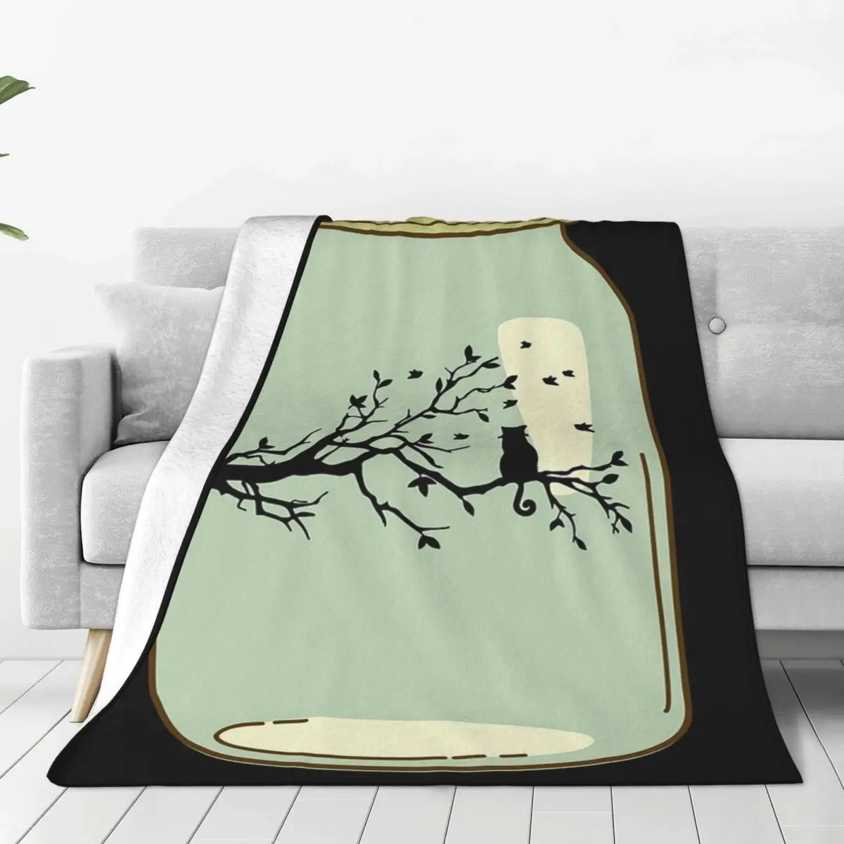 Cat On The Tree In A Jar Blanket Flannel Super Soft Sofa Throw Blankets For Home Bedroom Travel Throws Bedspread Quilt