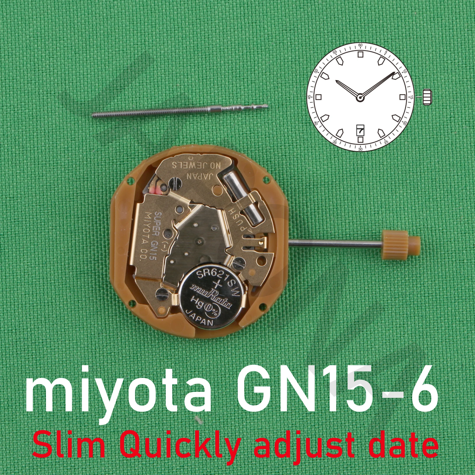 GN15 movement miyota GN15-6 movement japan movement 2hand quartz movement Slim movement  Slim Quickly adjust date