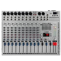 SENWOIS MX12 Audio Mixing Console Sound Table Board with12 Channel, USB, Bluetooth, Digital MP3 Computer Input, 48V Phantom