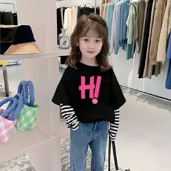 Spring Summer New Fashion Kids Round Neck Long Sleeve Pullover Children's Clothing Printed Loose Kawaii Children Clothes tops